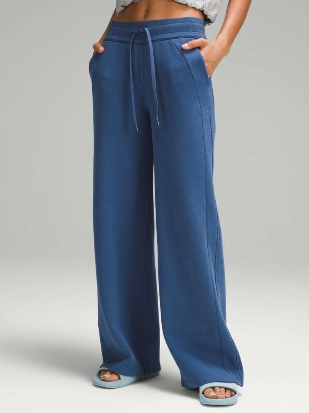 Lululemon Blue Scuba Mid-Rise Wide-Leg Full Length Pants